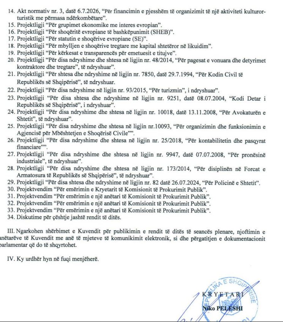 Kuvendi nuk mbyllet nes&euml;r! Zbulohet seanca surpriz&euml; jav&euml;n e