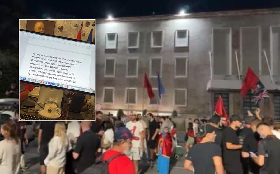 Me filxhanin e kafes para dhe z&euml;rin e protestuesve posht&euml; zyr&euml;s,