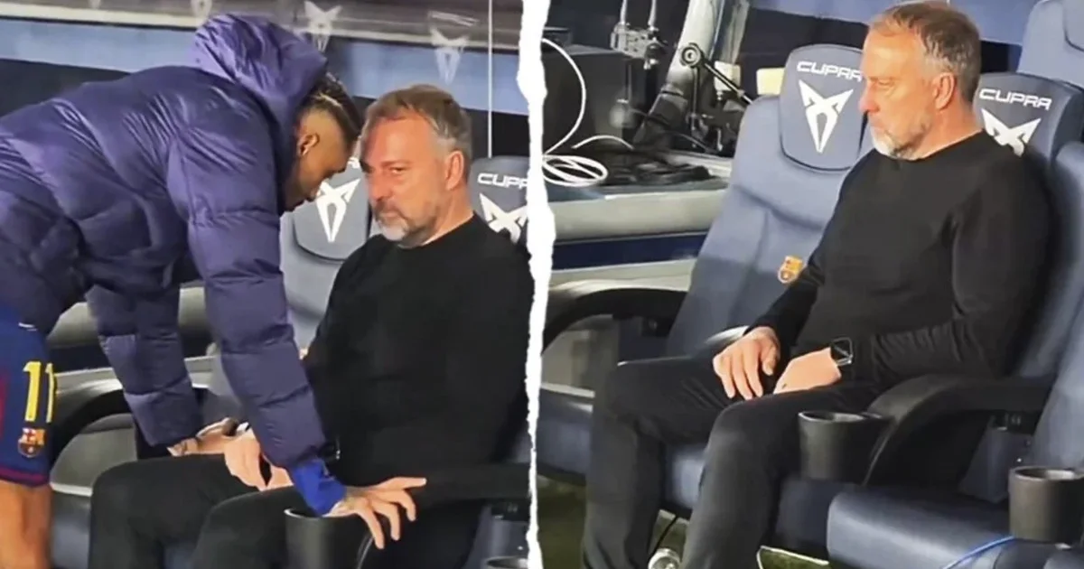 VIDEO  I ulur në pankinë  zhgënjim dhe lot  Raphinha  ngushëllon  Hansi Flick pas fitores