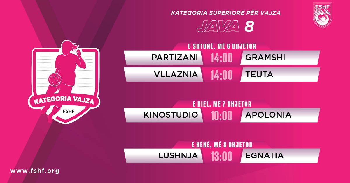 Kampionati i vajzave  Java e 8 të sjell sfida interesante  Partizani pret Gramshin  Teuta sfidon Vllazninë në transfertë