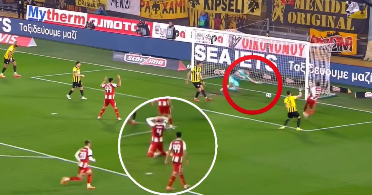 VIDEO  Thomas Strakosha  imiton  Manuel Neuer  lojtarët e Olympiacos vendosin duart në kokë