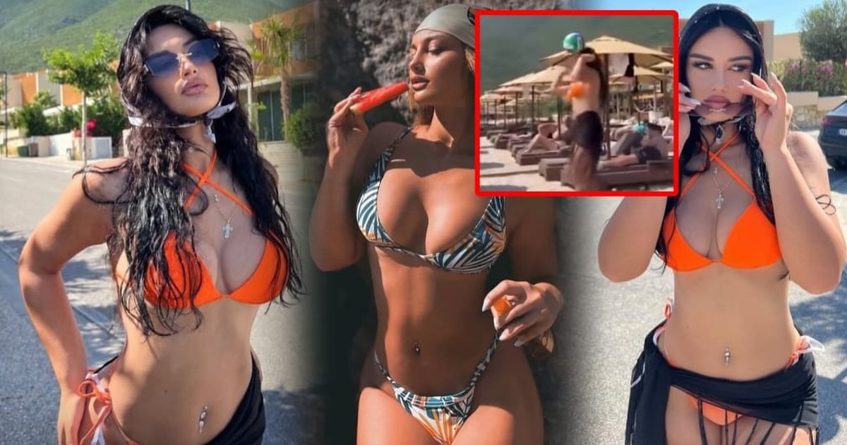 VIDEO  Me bikini dhe në top formë  futbollistja e Teutës dhuron  SHOW  në bregdetin shqiptar