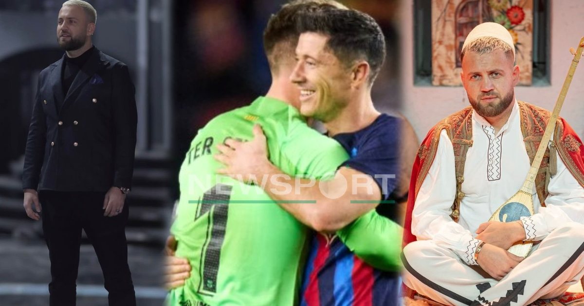 FOTO  Luiz Ejllit s i ndahet  shpirti  nga yjet e futbollit  artisti shkodran pozon krah ish it të Barcelonës  Duhej edhe një kalçeto për ta mbyllur mbrëmjen