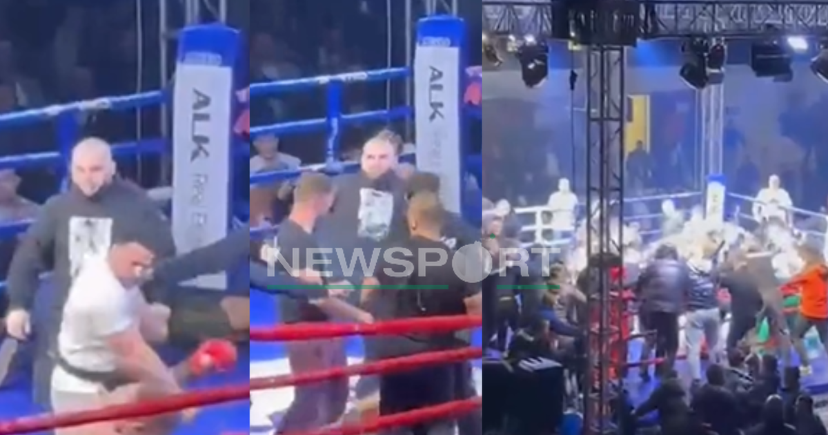 E TURPSHME  Pamje të RËNDA nga Serbia  Dueli i  kick box  kthehet në arenë lufte  tifozët dhunojnë me grushte e shqelma sportistin grek  VIDEO 