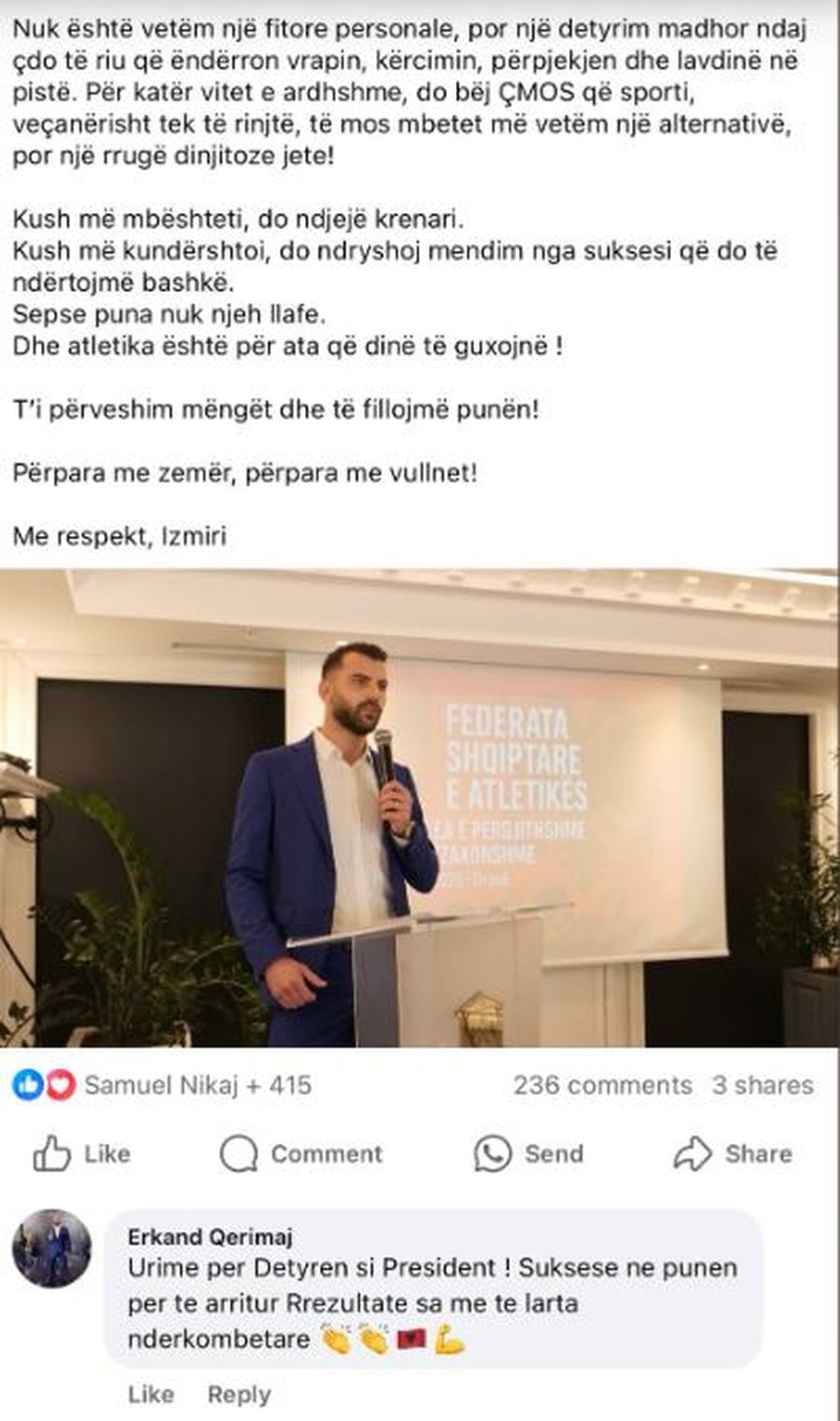 U sulmua nga Luiza Gega, Izmir Smajlaj reagon pasi u zgjodh president i FSHA, i