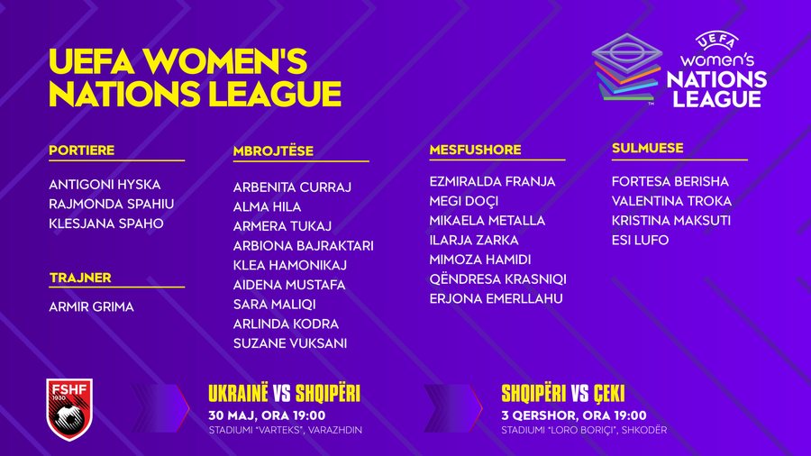 Nations League për vajza/ Shqipëria nis grumbullimin, Grima publikon