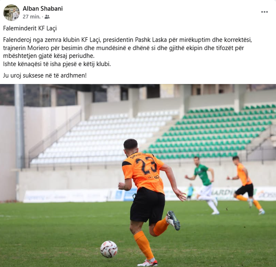 ZYRTARE/ Rënia nga Superiorja fatale, Laçit i largohet mesfushori