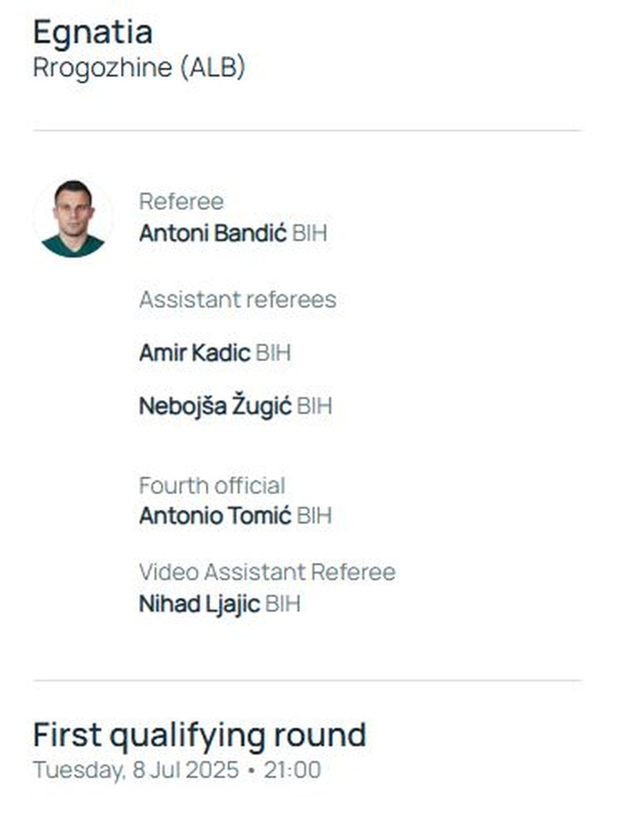 CHAMPIONS/ Njëri nga Bosnja dhe tjetri nga Skocia, UEFA zbulon arbitrat e