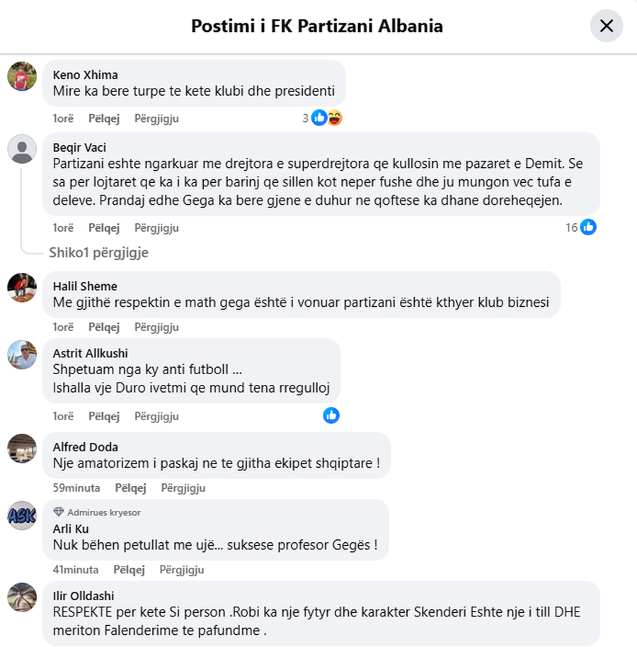 Skënder Gega i dha “duart” Partizanit, tifozët