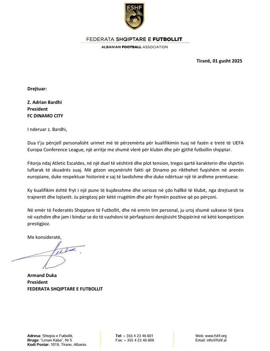Surprizohen Bardhi e Demrozi, presidenti i FSHF-së Armand Duka mesazh