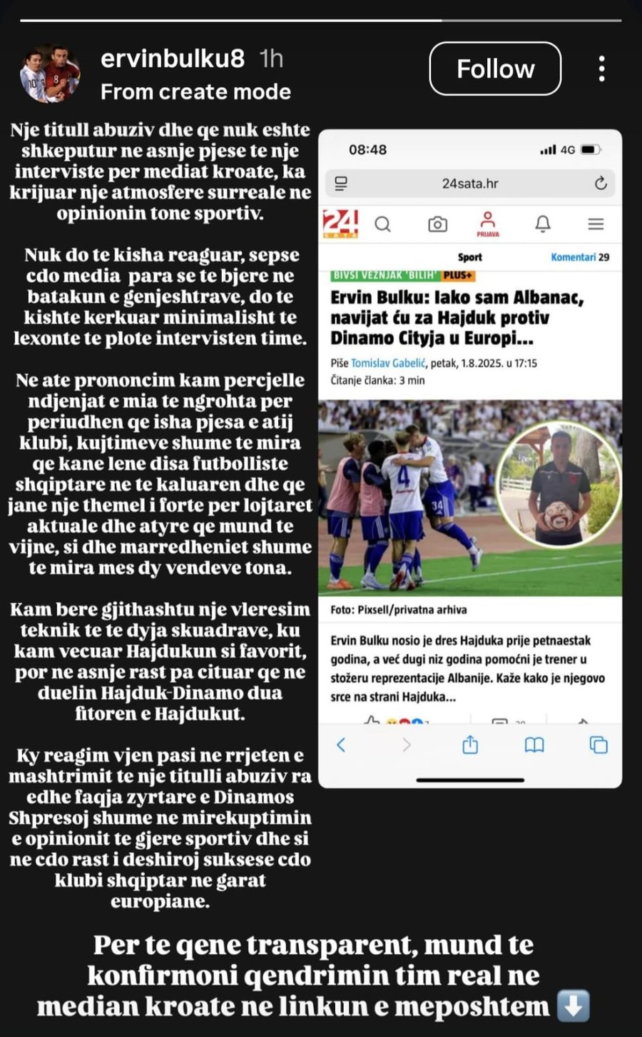 Hajduk Split para Dinamos? Ervin Bulku tregon të VËRTETËN e