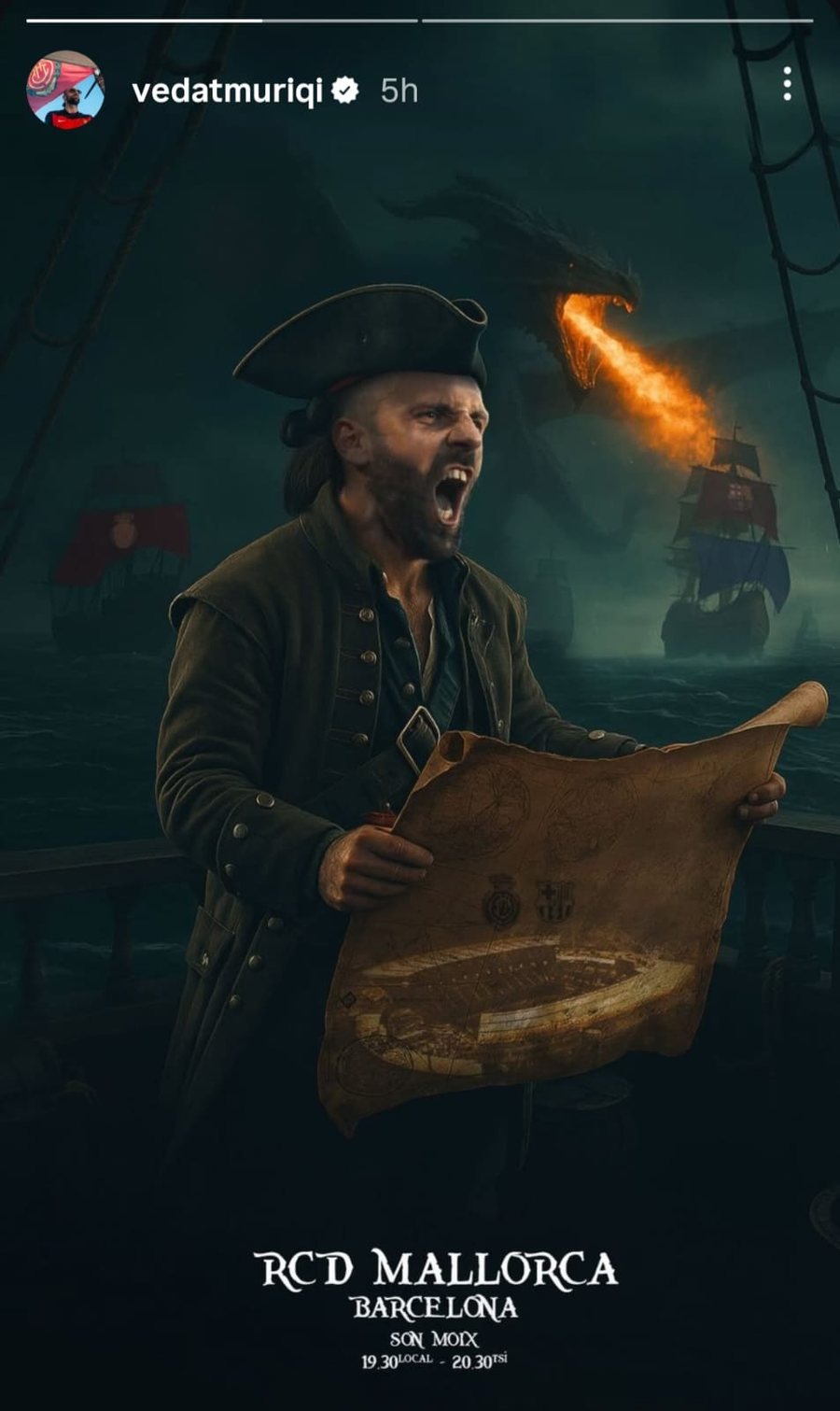 FOTO/ “Pirat” Muriqi “sfidon” Barcelonën e yjeve,
