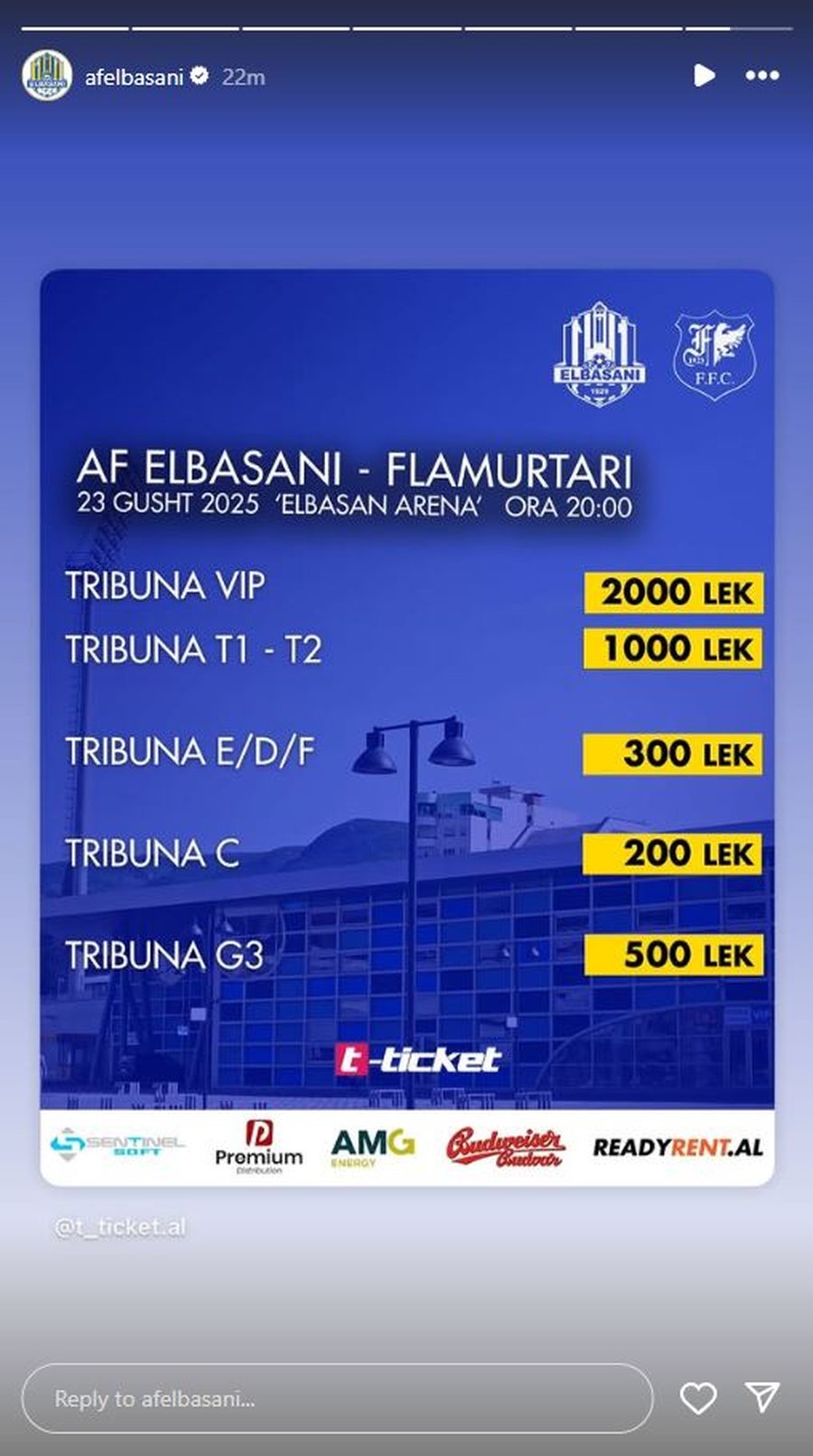 Dueli me Flamurtarin, Elbasani nxjerr në shitje biletat dhe publikon