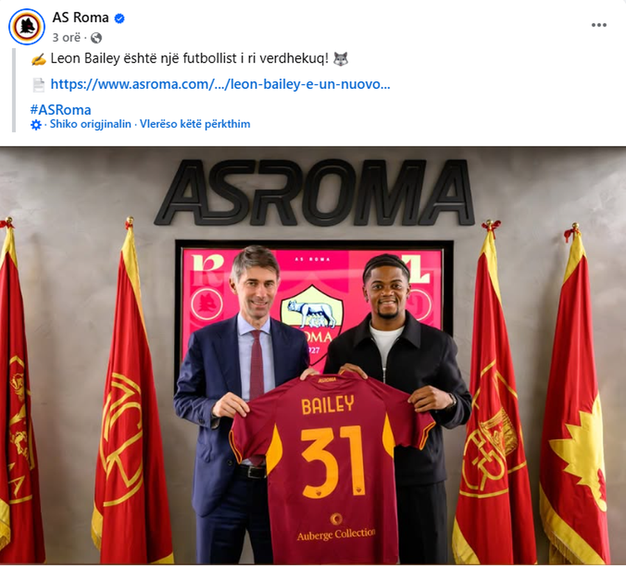 ZYRTARE/ Tjetër përforcim në sulm, Roma prezanton