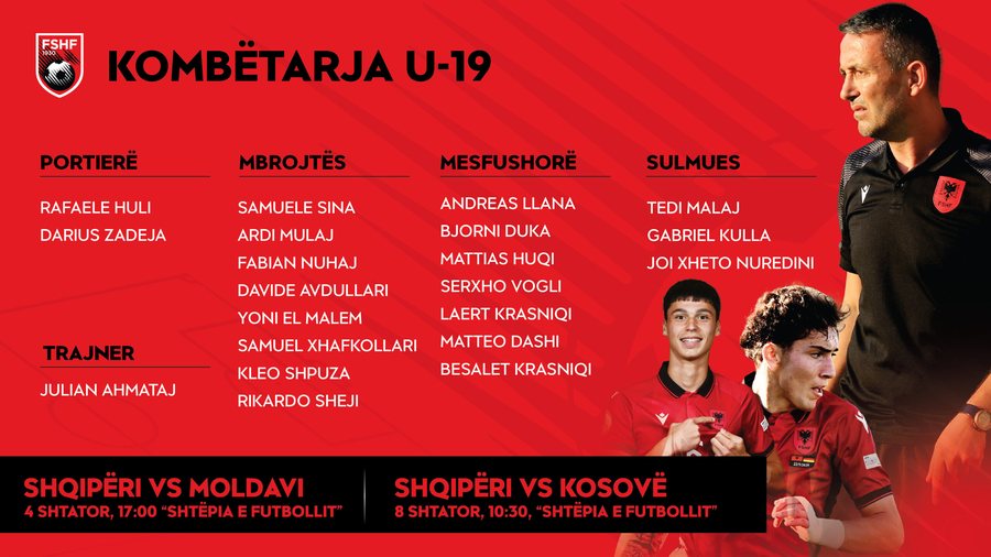 Turneu triangolar U-19/ Kombëtarja nis grumbullimin, Julian Ahmataj fton 20