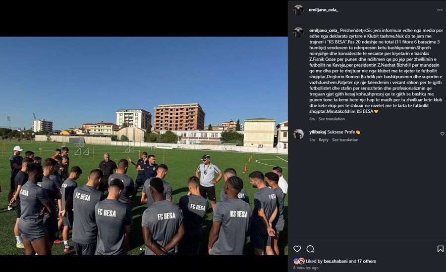 Besa zyrtarizoi në stol Shpëtim Duron, Emiljano Çela ka