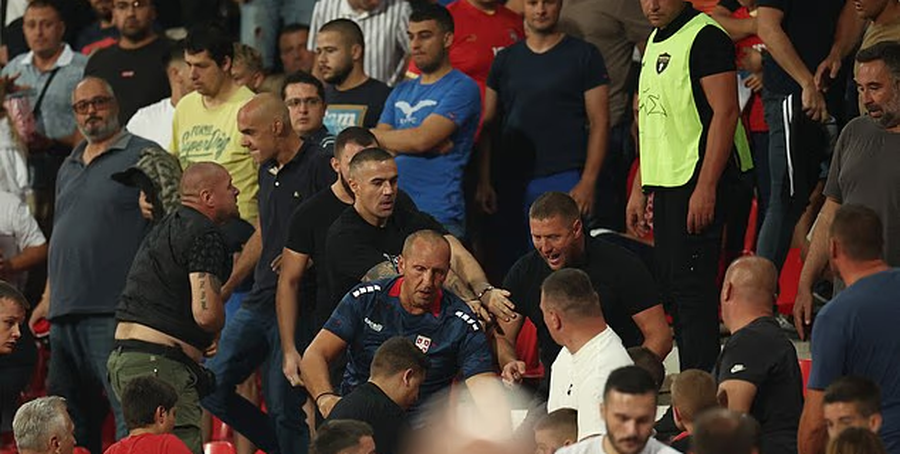 VIDEO/ Sherr dhe grushta, tifozët e Serbisë përgjaken