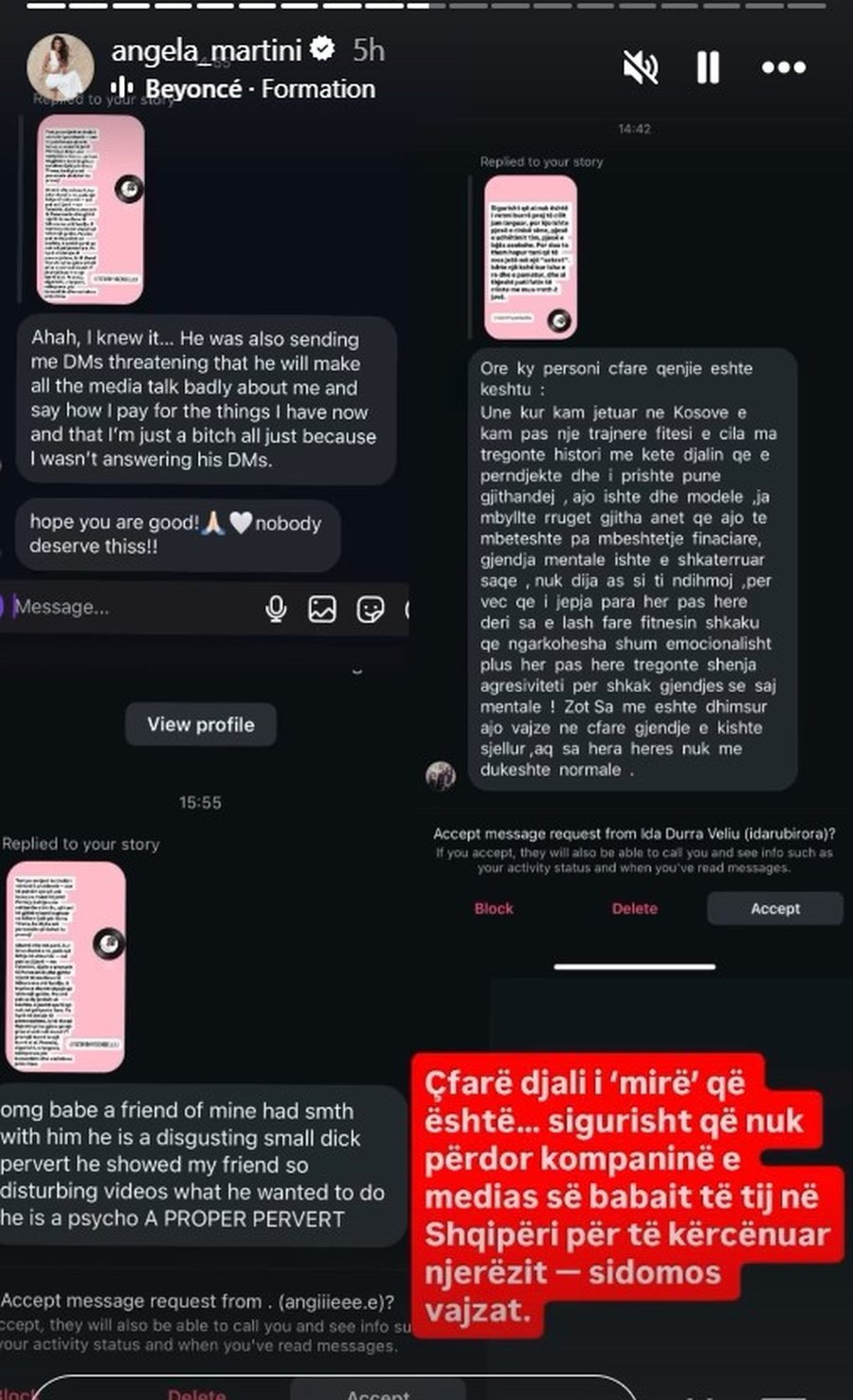 Angela Martini nuk ndalet, publikon MESAZHET në Instagram me Fatmir