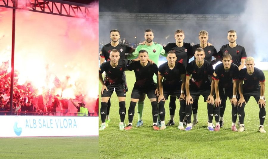 Stadiumi i mbushur “full” dhe spektakël në tribuna,