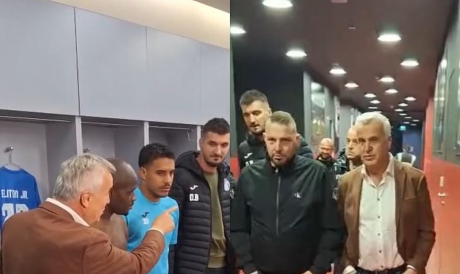 VIDEO/ Zbriti në dhomat e zhveshjes pas derbit dhe mbajti fjalim para