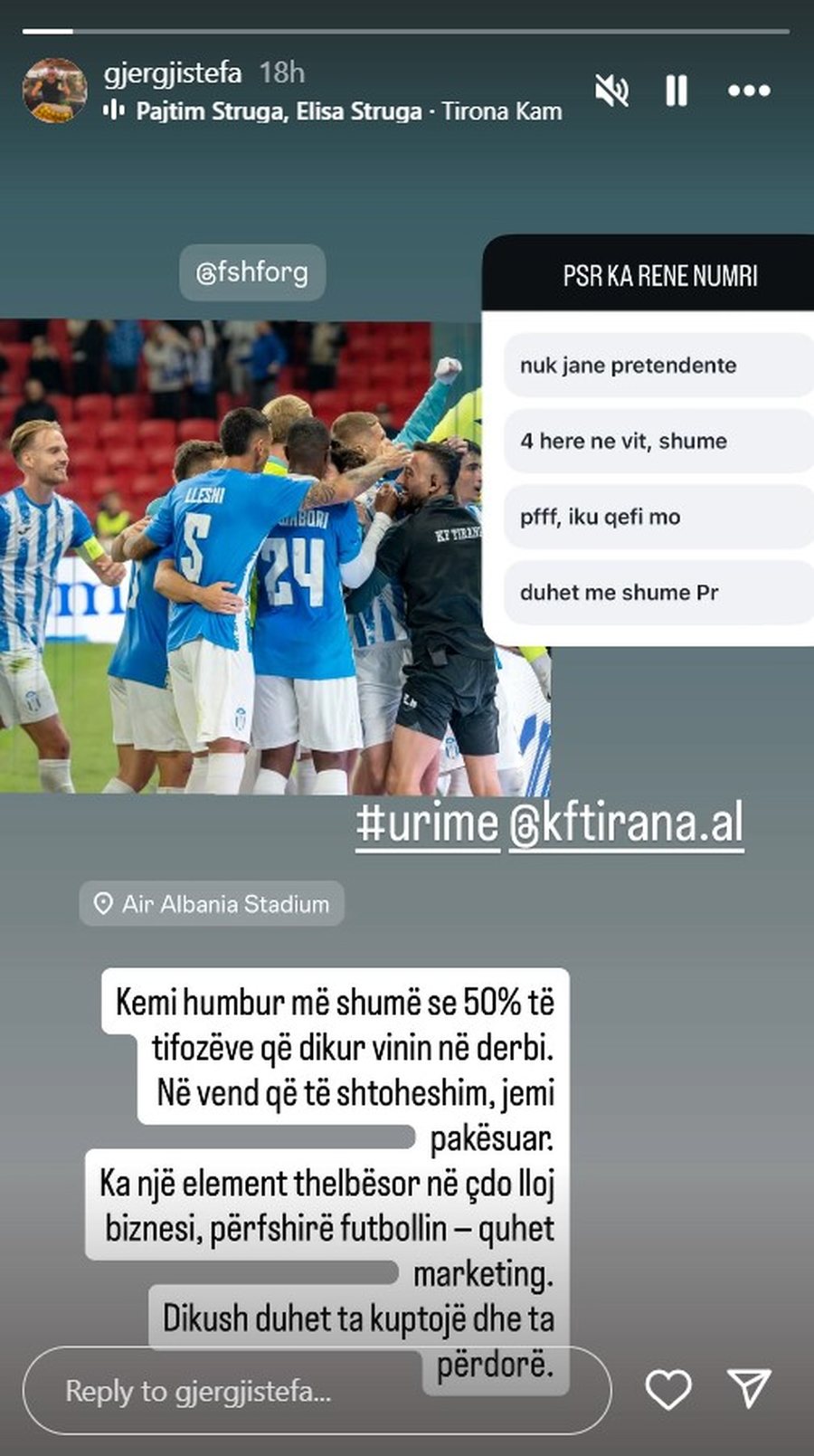 ALARMI në derbi me gjysmën e tifozëve, gazetari i njohur thirrje
