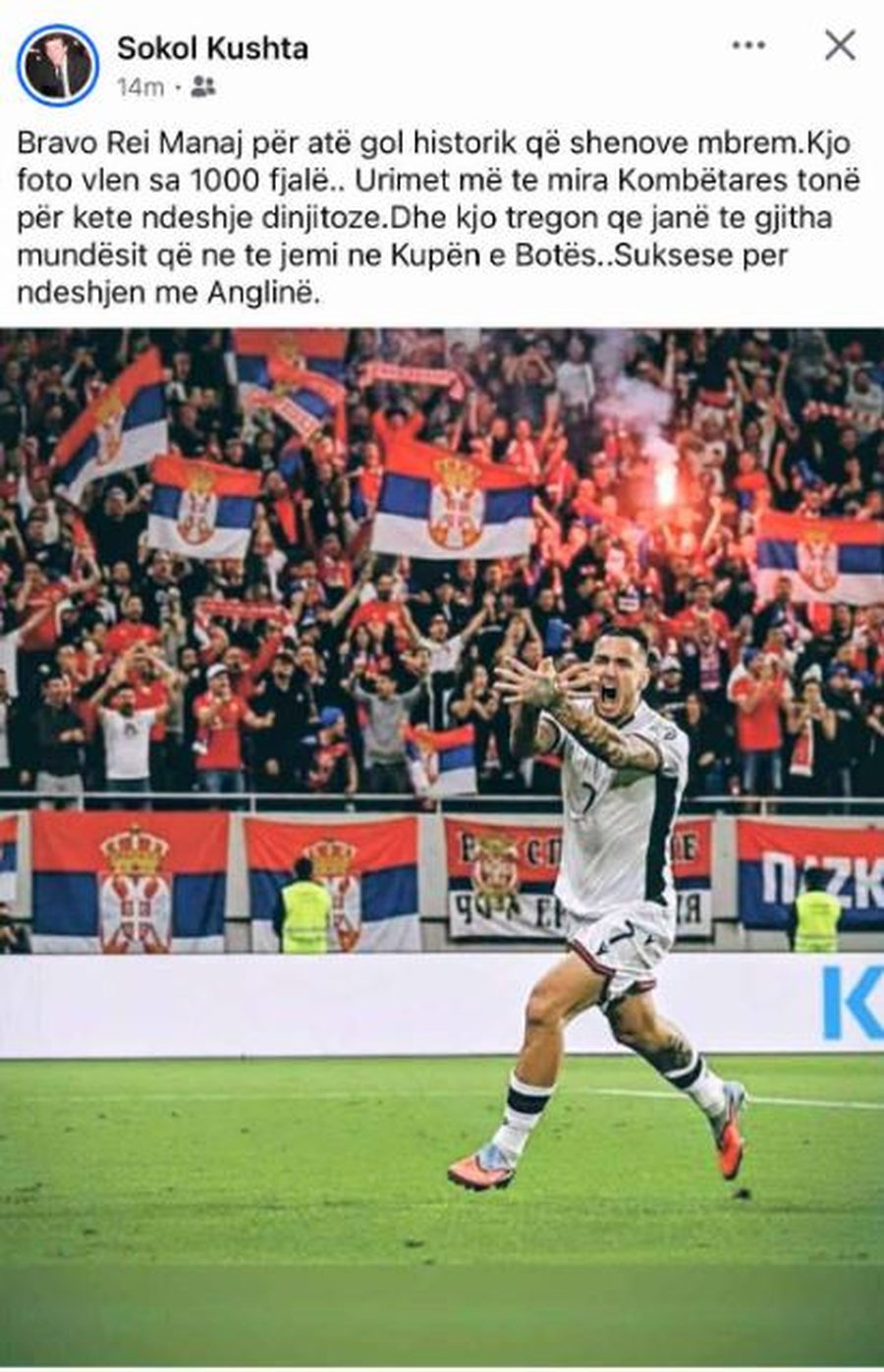“Vlen sa 1000 fjalë”, Sokol Kushta i shkruan Rey Manajt pas