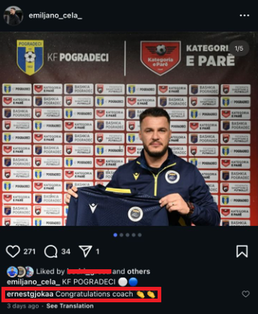 FOTOLAJM/ Ernest Gjoka lë pas 'luftën' sportive, trajneri i