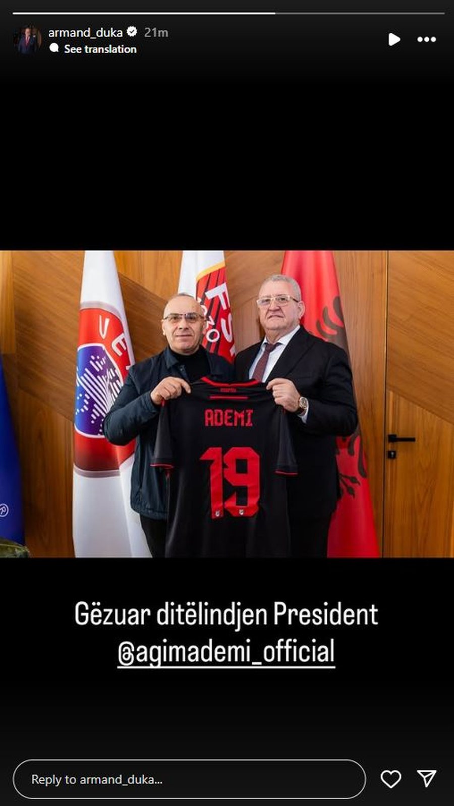 Agim Ademi feston ditëlindjen, Armand Duka urim të veçantë