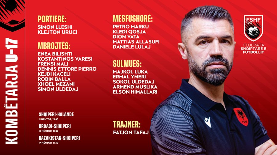 Rruga drejt Euro 2026! Kombëtarja U17 publikon listën, trajneri Tafaj