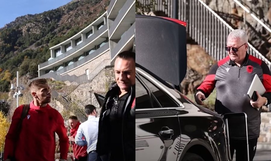 VIDEO/ Kombëtarja shqiptare zbarkon në Andorra, Armand Duka