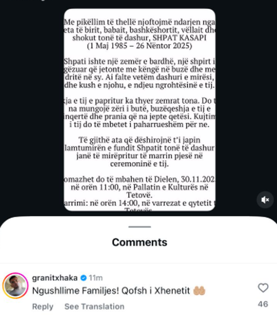 Dhimbja shkon deri në Angli, Granit Xhaka i pikëlluar për vdekjen