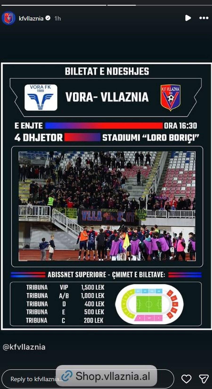 Vora – Vllaznia në “Loro Boriçi”, shkodranët