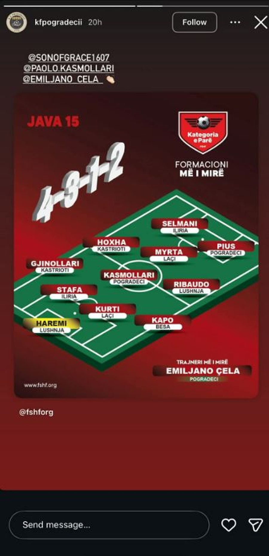 Më të mirët e kampionatit, Pogradeci krenohet me trajnerin dhe dy