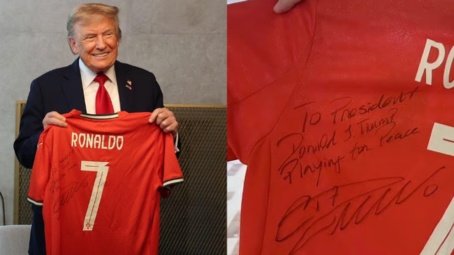 Edhe Donald Trump b&euml;n tifo p&euml;r Ronaldon?! Fotoja n&euml; zyr&euml;n e