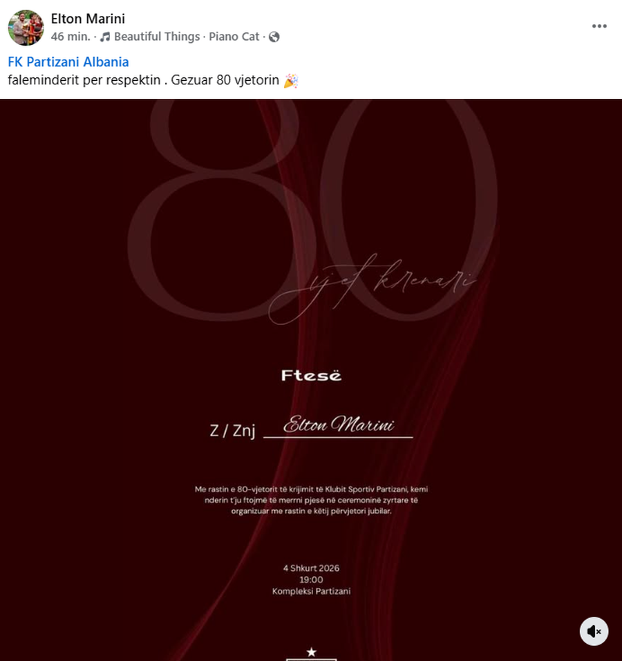 Surpriz&euml; n&euml; 80-vjetorin e krijimit, Partizani rikthen ish drejtorin