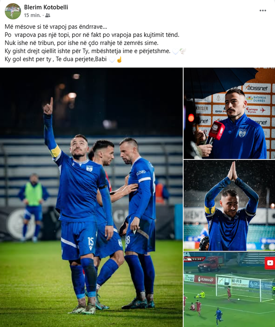 E festoi golin me lot dhe duart nga qielli, Blerim Kotobelli dedikim babait