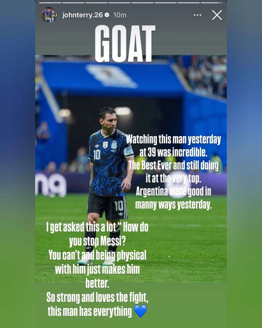 John Terry "dor&euml;zohet" para Messit, legjenda angleze i thur