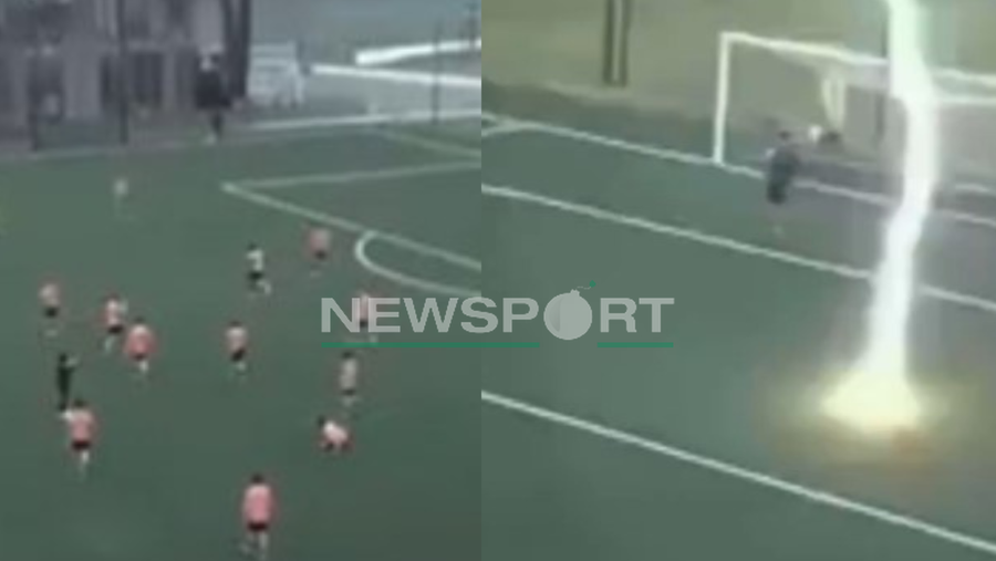 VIDEO që po thyen rrjetin! Rrufeja godet fushën e lojës,