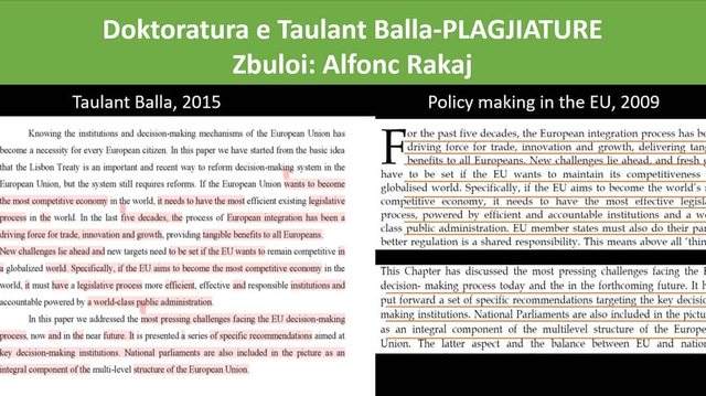 Taulant Balla is charged with plagiarism