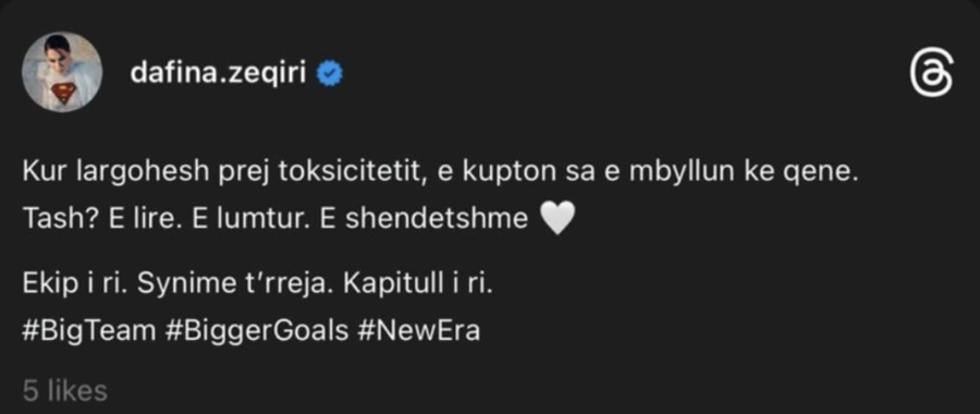 Është larguar nga ekipi? Dafina lajmëron për 1 epokë