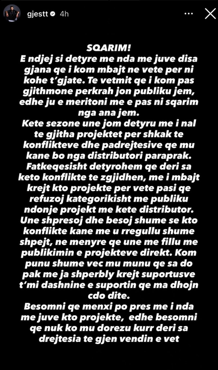 Ylli Limani në mbështetje të Gjestit: “Çdo artist