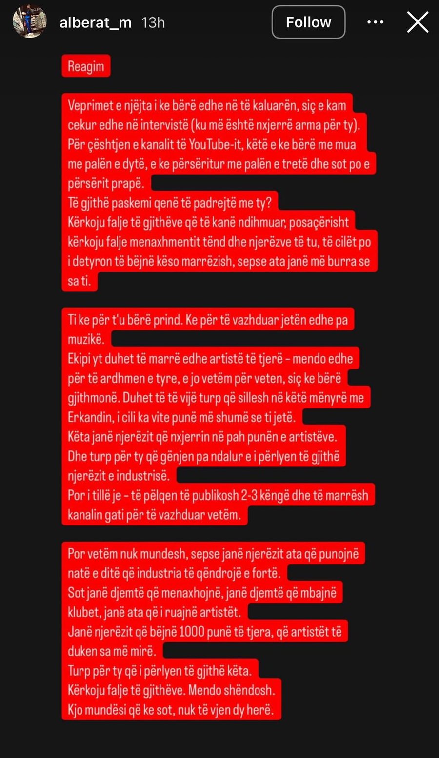 Ish-shoku i ngushtë shpërthen ndaj Gjestit: "Të të