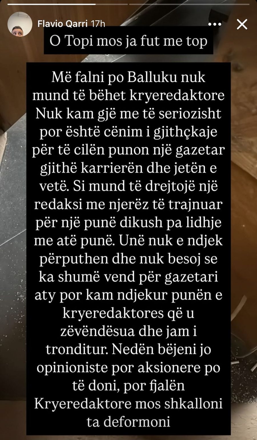 Flavio Qarri kritikon ashpër Top Channel: "S'mund të
