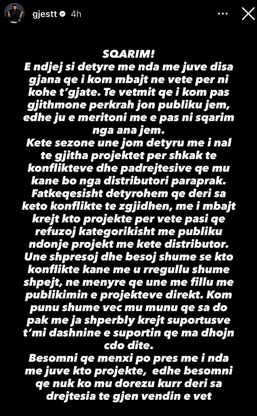 Pas gjithë dramave, postimi i ri i Gjestit na bën të