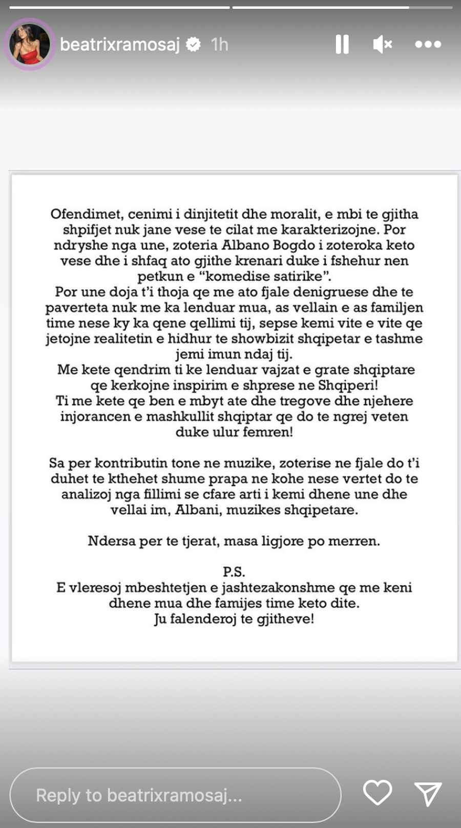 Ju ka marrë malli për Beatrix Ramosajn? Ja ç'po ndodh me