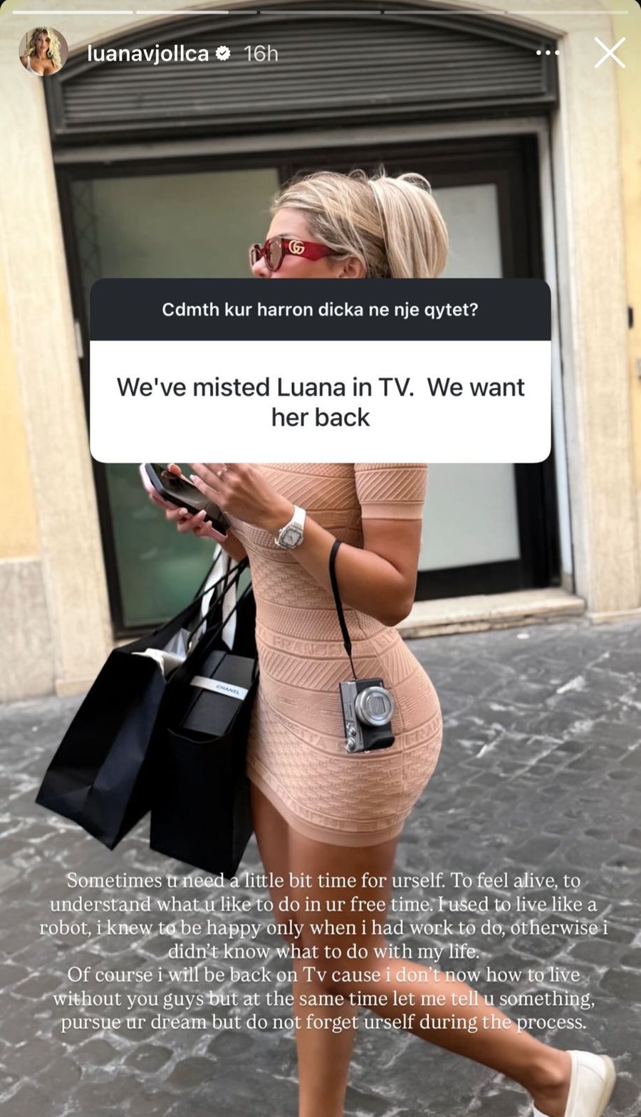 A do rikthehet në ekran? Luana Vjollca zbulon planet