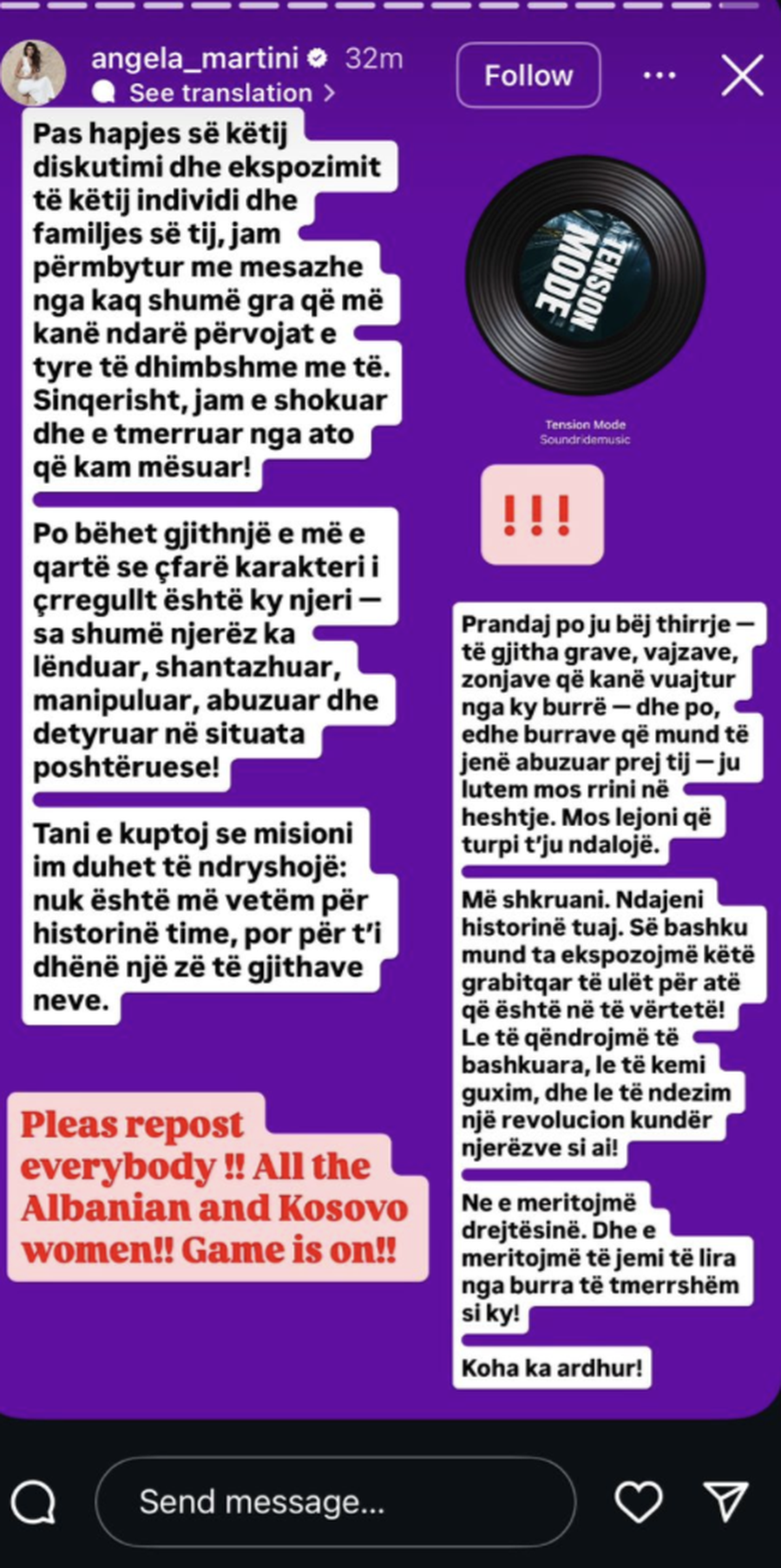 Përditësim mbi dramën: Angela do të na tregojë me