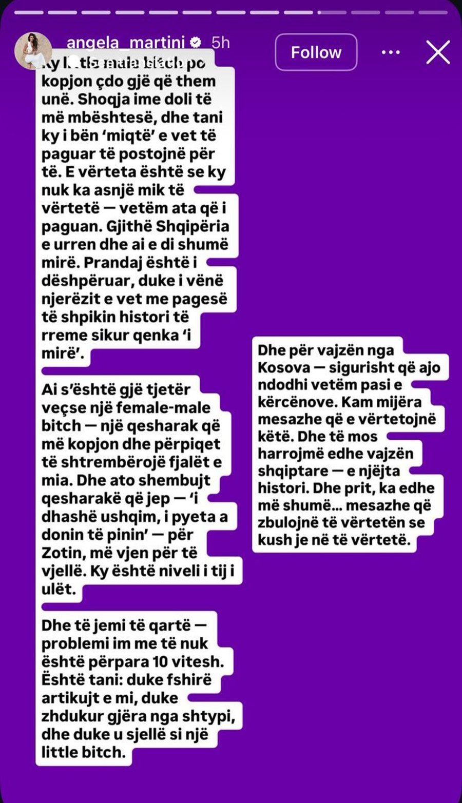 Angela pretendon se njeh një të dashur të keqtrajtuar të