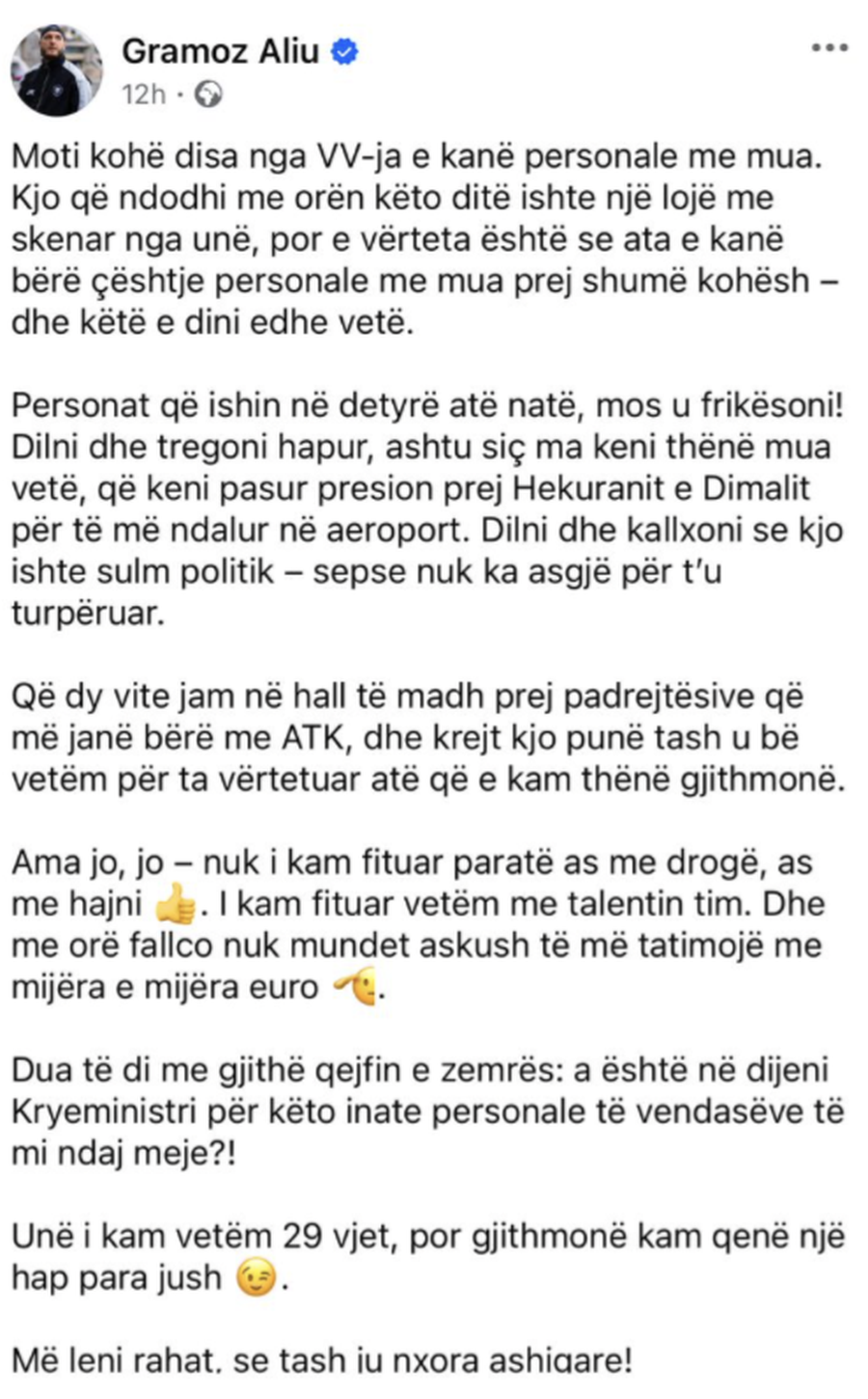 Mozzik reagon pas lajmit se ora ishte imitim: “Ishte një lojë me