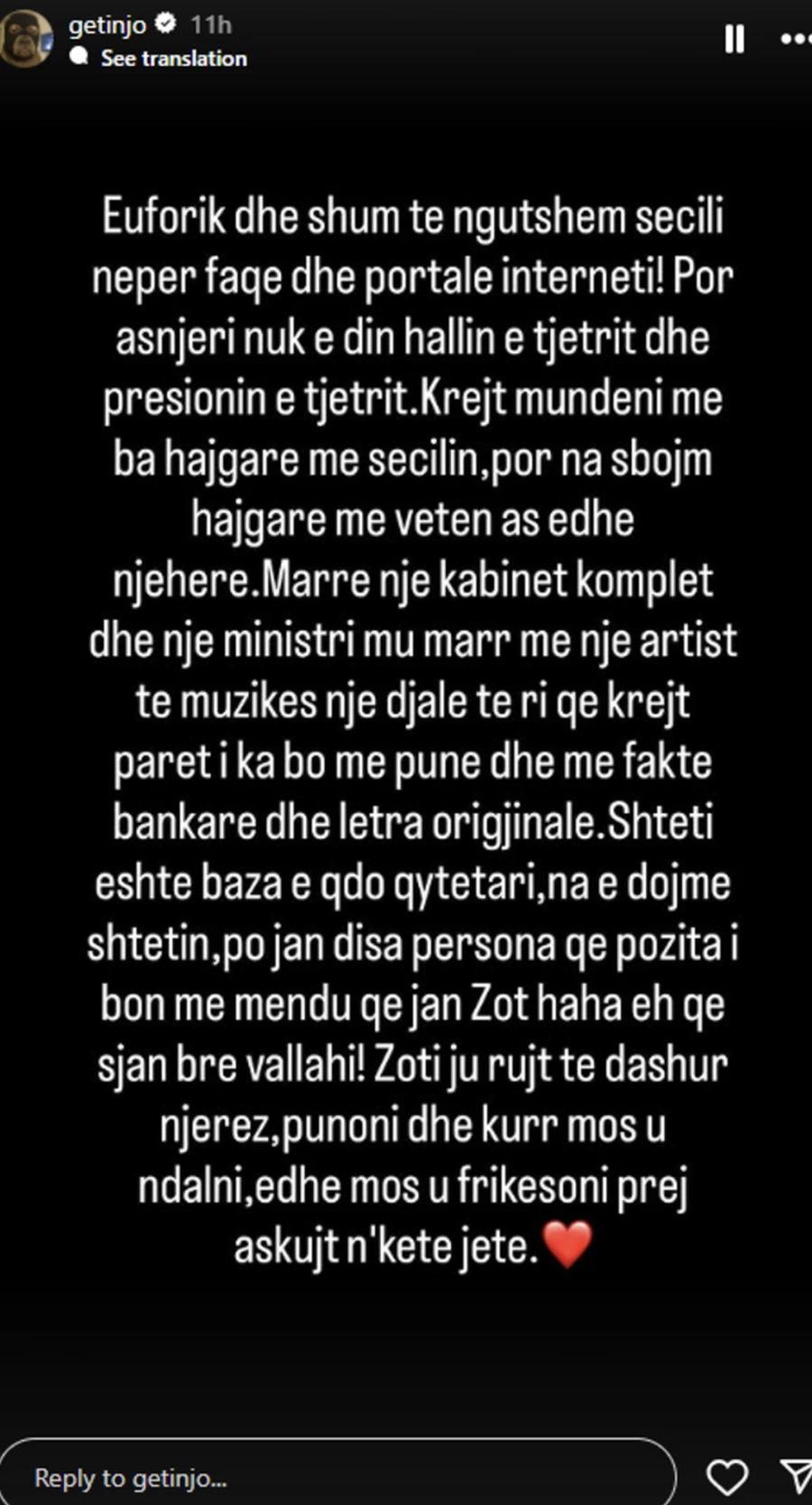 Siç pritej, edhe Getinjo flet për çështjen e orës